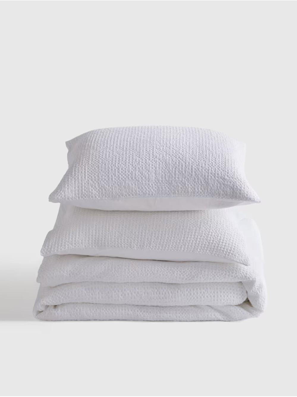 Quince White Organic Luxe Honeycomb Duvet Cover Set